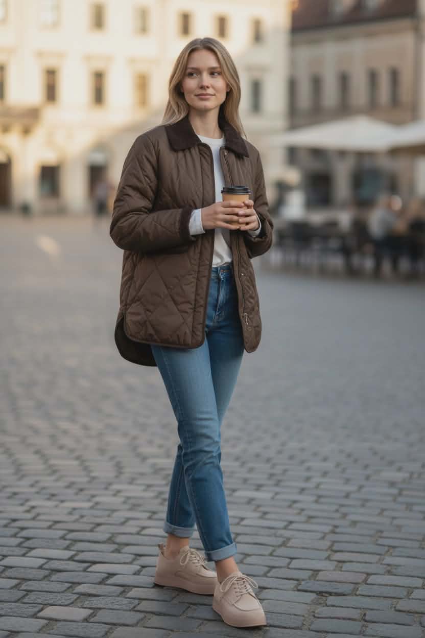 Pavasario ruda striuke Fallamor, su velveto apykakle ir rankogaliais,