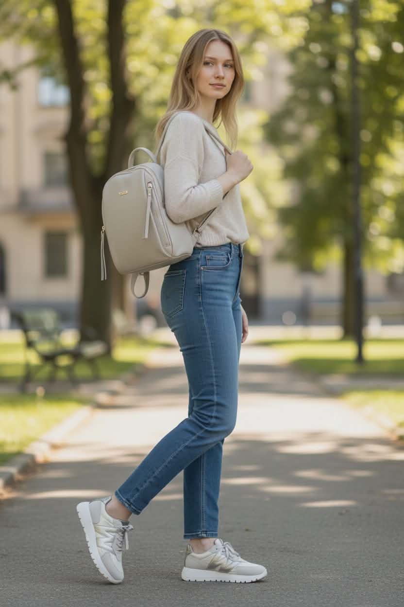 Odinė kuprinė Vezze- Smėlio spalva.