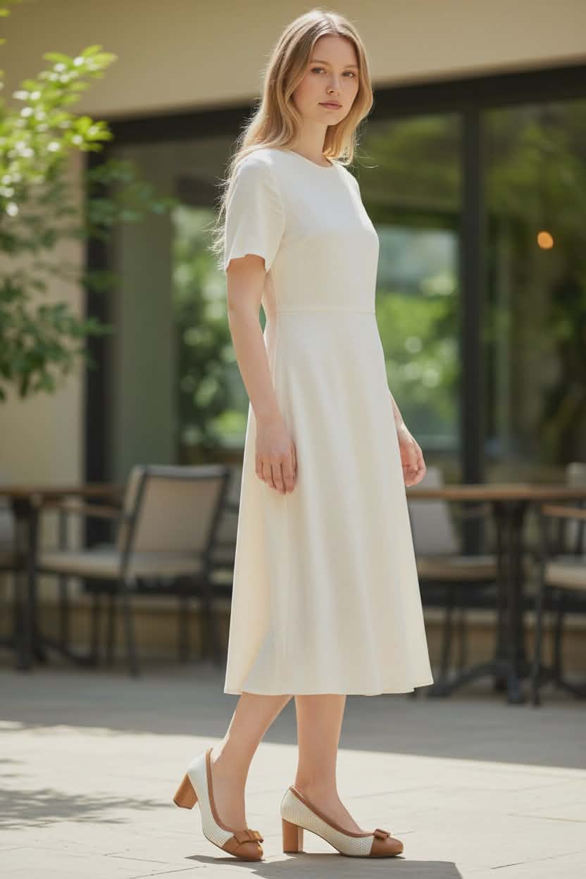 Lygios odos aukštakulniai, white/braun spalva - La Mome.